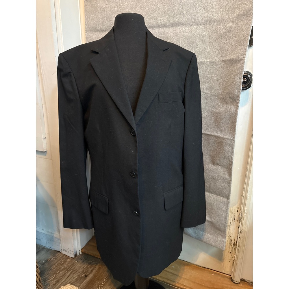 Brooks Brothers Mens Black 100% Wool 3-Button Blazer Jacket Made USA